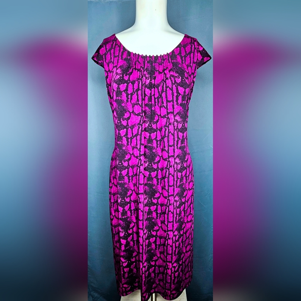 Style & Co. Purple & Black Animal Print Patterned Design Dress Macy's‎ Size 10